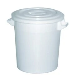 BRB Kunststofftonne 50 Liter Mit Deckel, Weiß