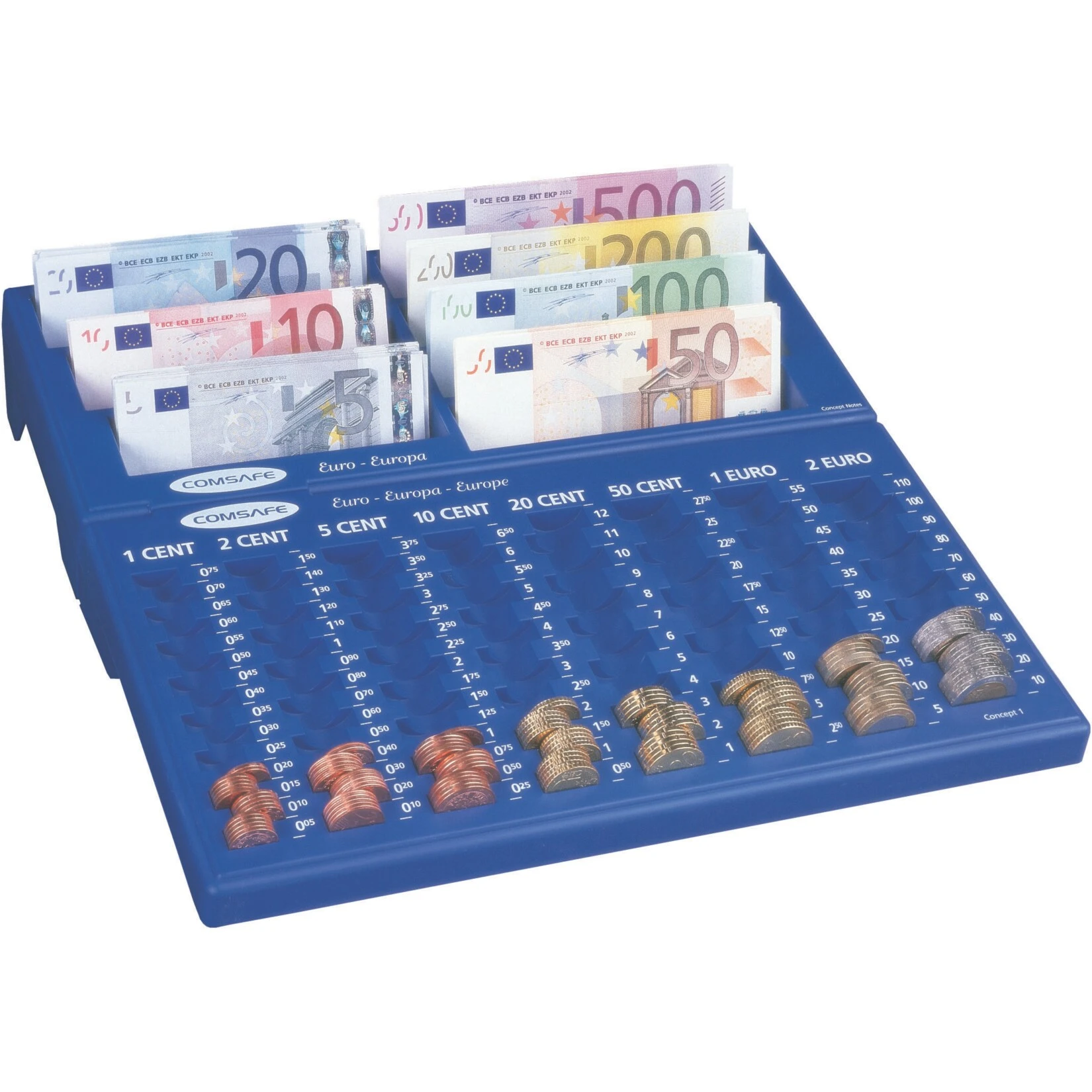Rottner Cash Concept Notes Geldzählbrett Mit 7 Geldschein- Und 8 Münzgeldzählfächern