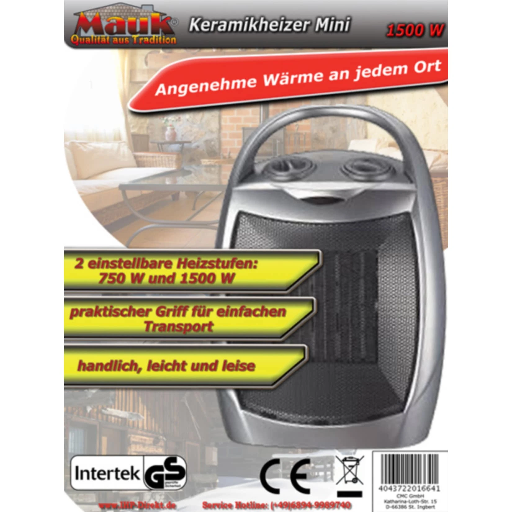 Mauk 1664 Tragbarer Keramikheizer 1500 W Mini 1 Mauk 1664 Tragbarer Keramikheizer 1500 W Mini