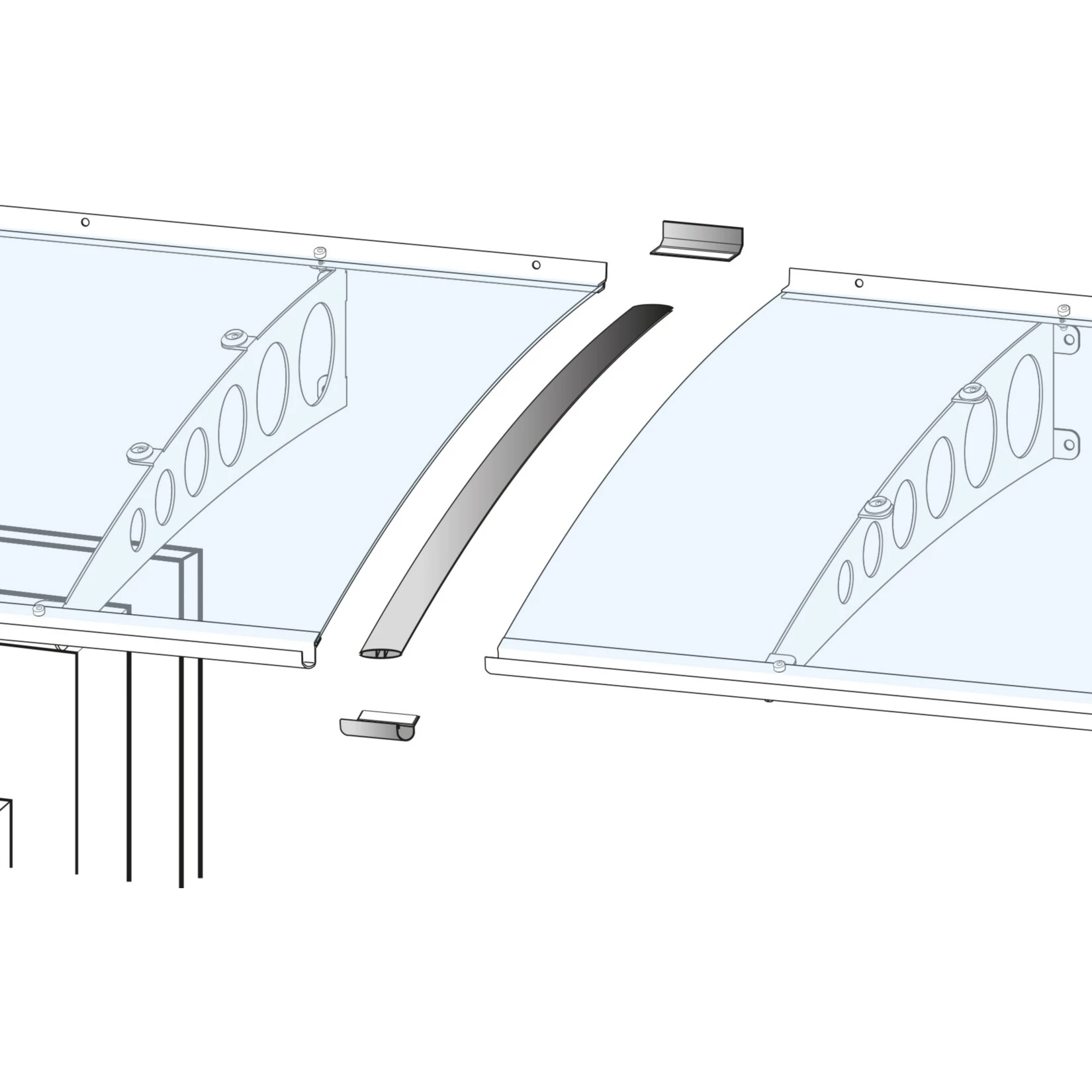 Gutta Verbindungsset Für Vordach Edelstahl-Optik 1 Gutta Verbindungsset Für Vordach Edelstahl-Optik