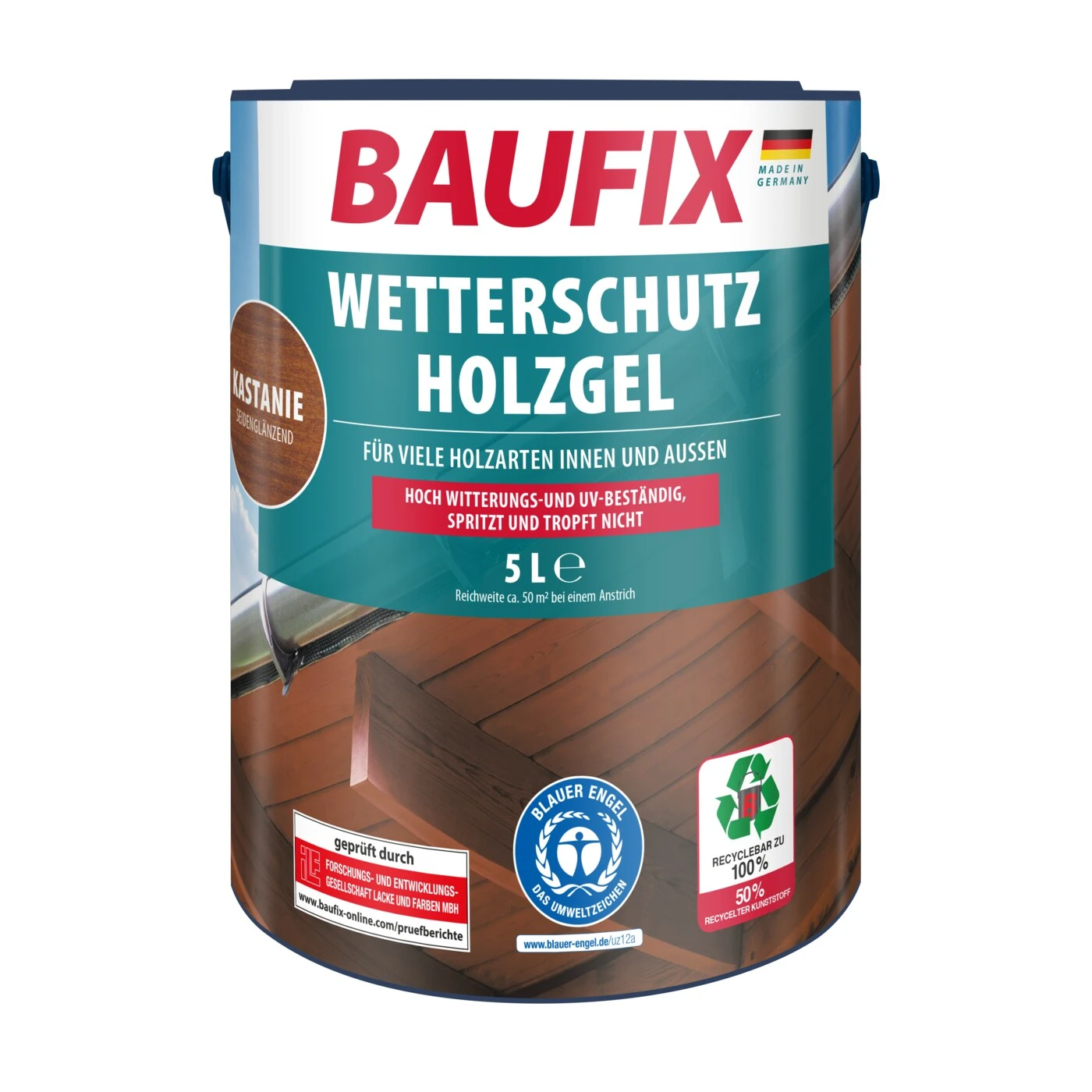 BAUFIX Wetterschutz-Holzgel Kastanie 5L