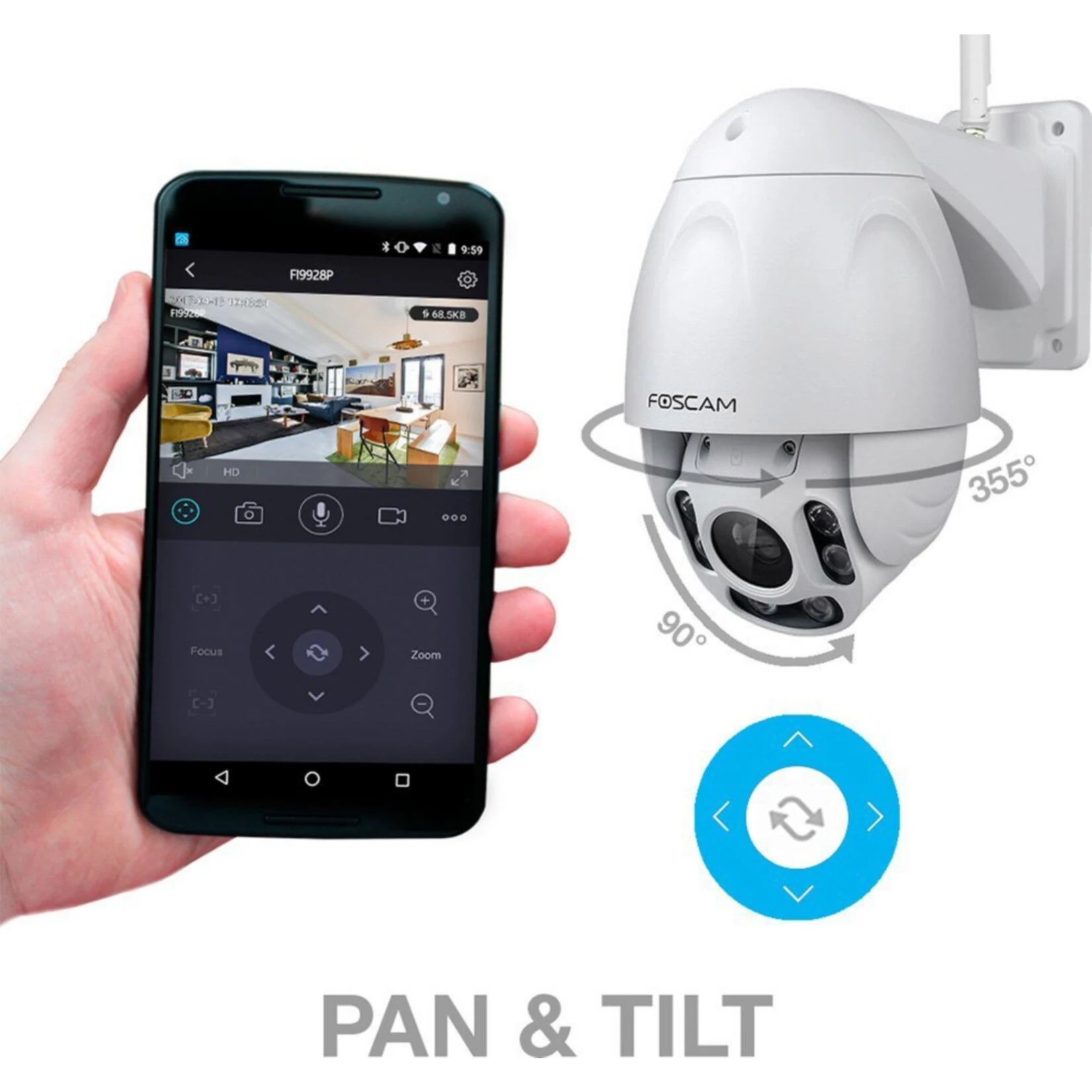 Foscam FI9928P 2 Megapixel FULL HD WLAN PTZ Dome Überwachungskamera Mit 4-fach Optischem Zoom – Bild 2