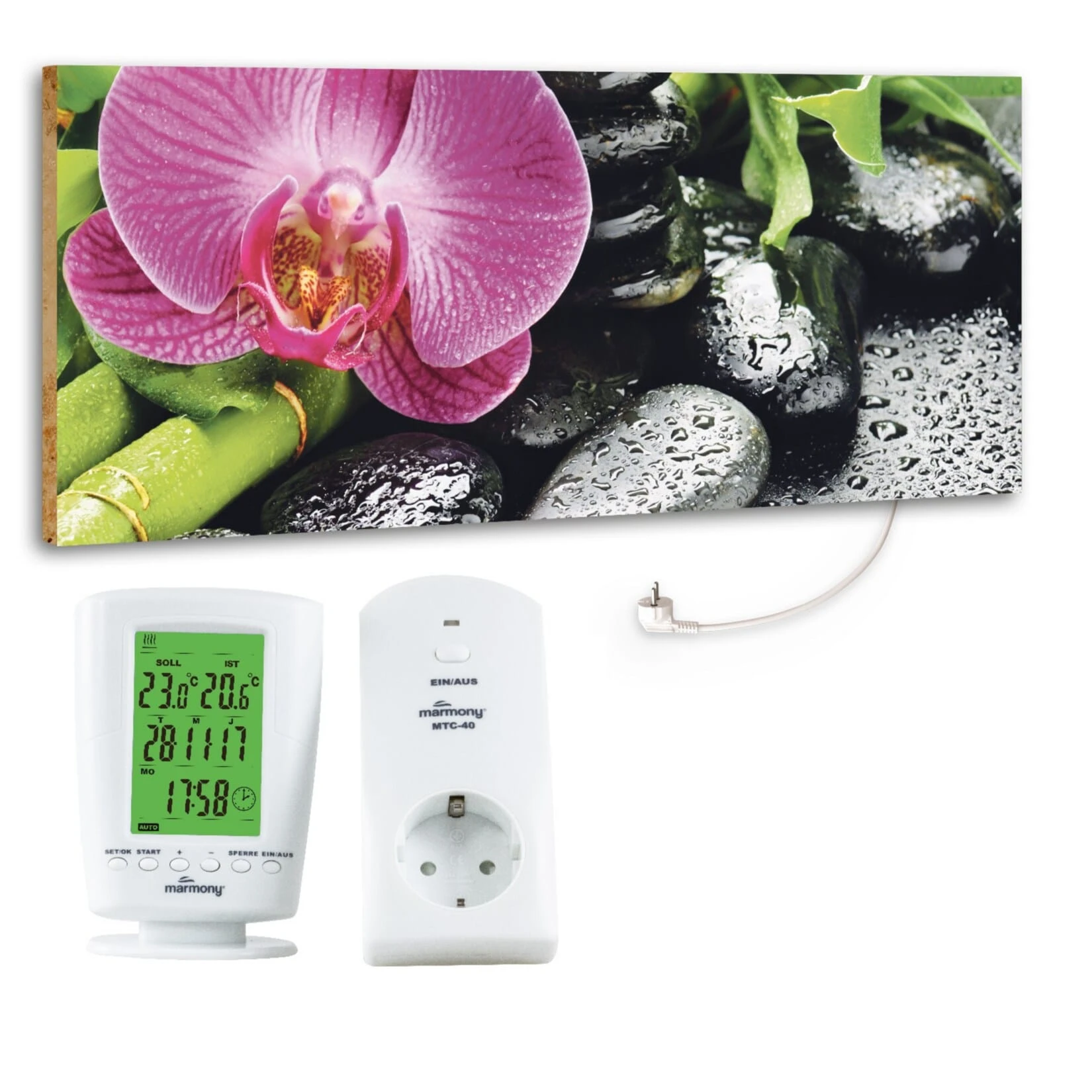 Marmony 800W Infrarot-Heizung Motiv "Raindrops" Mit Thermostat MTC-40 1 Marmony 800W Infrarot-Heizung Motiv "Raindrops" Mit Thermostat MTC-40