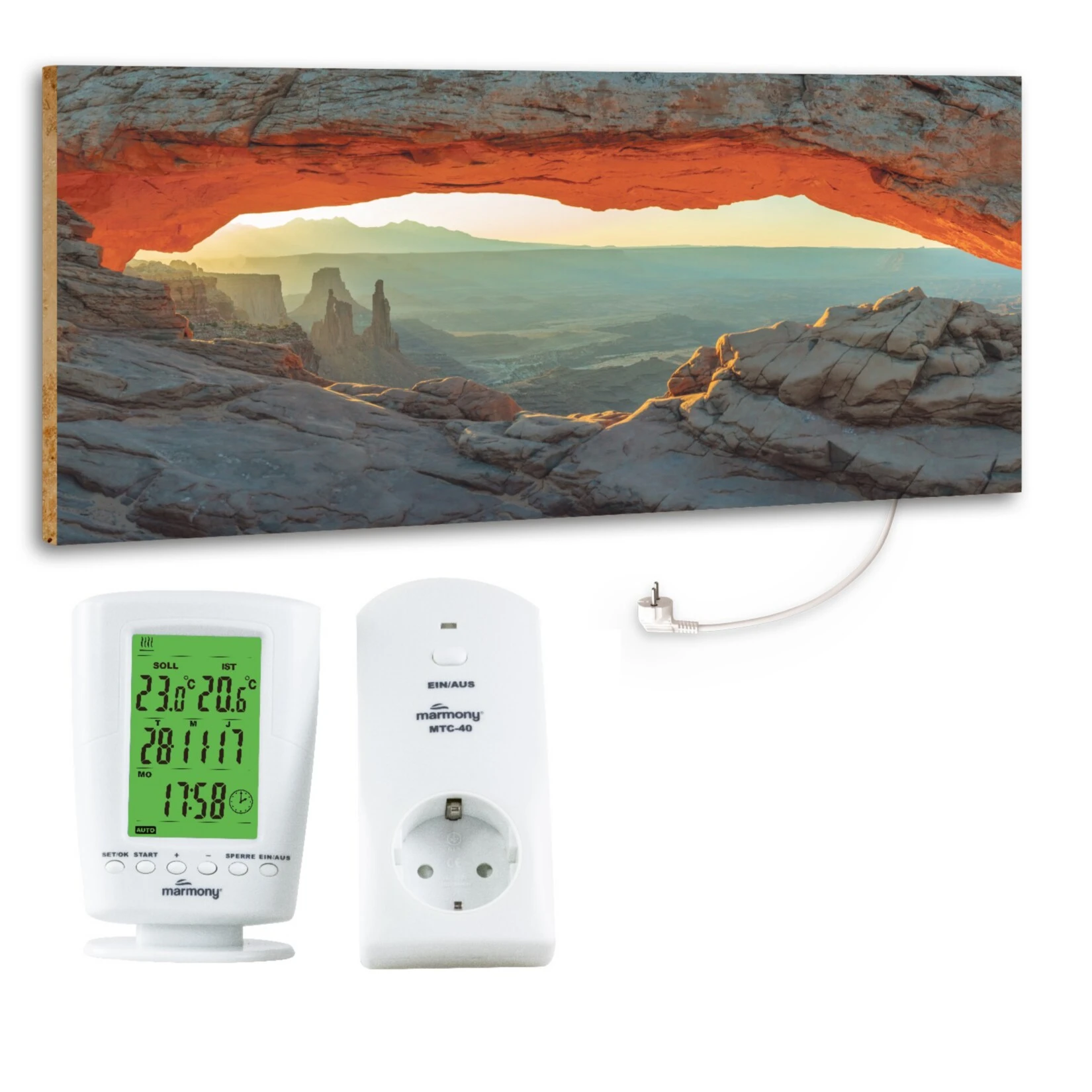 Marmony 800W Infrarot-Heizung Motiv "Mountain View" Mit Thermostat MTC-40 1 Marmony 800W Infrarot-Heizung Motiv "Mountain View" Mit Thermostat MTC-40