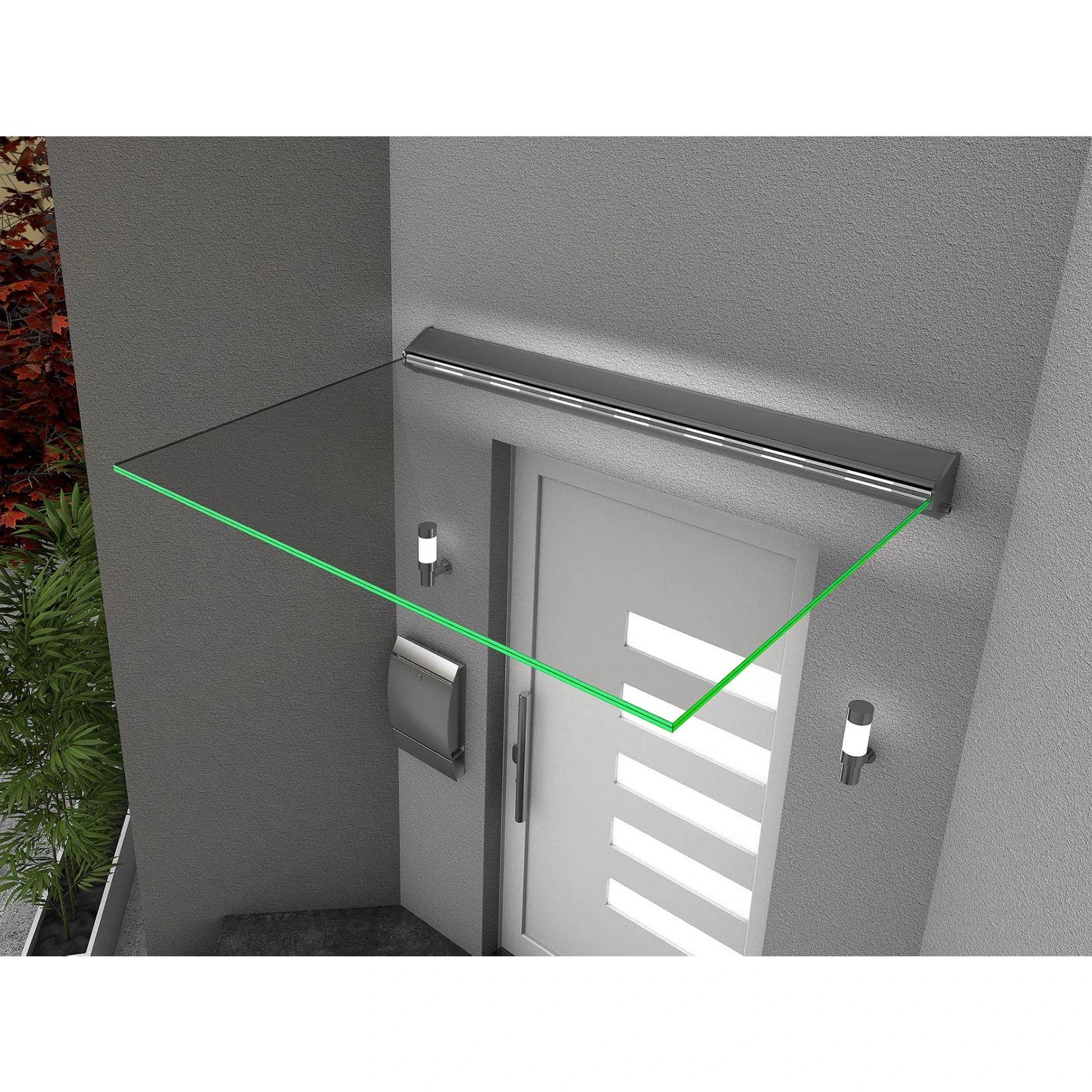Gutta HD LED-Echtglas-Vordach 160 X 100 Cm 1 Gutta HD LED-Echtglas-Vordach 160 X 100 Cm