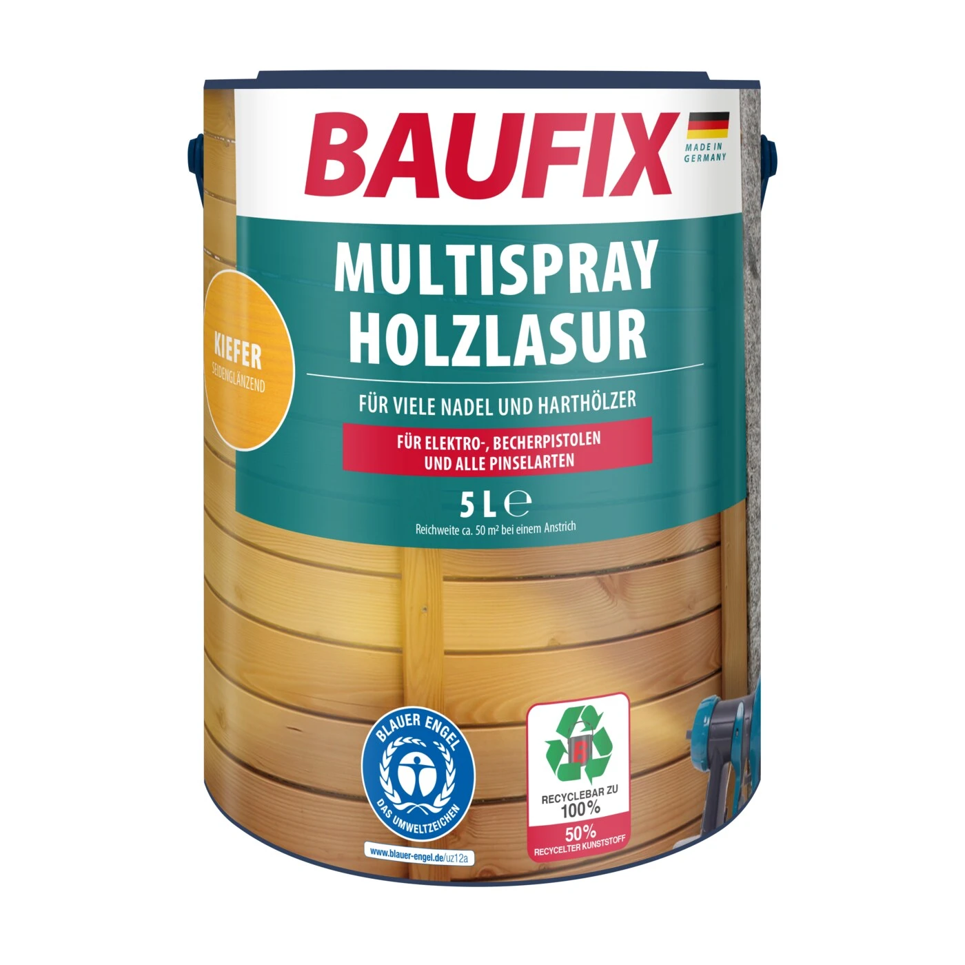BAUFIX Multispray-Holzlasur Kiefer, 5 Liter 1 BAUFIX Multispray-Holzlasur Kiefer, 5 Liter