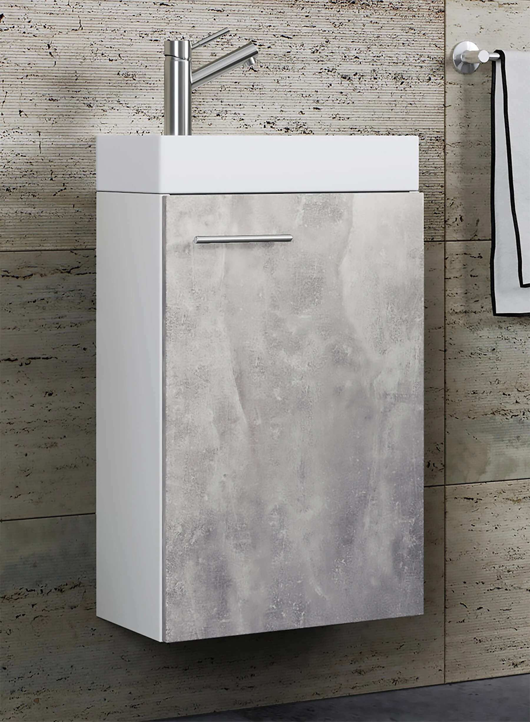 VCM 2-tlg Badmöbel Set Gäste WC Gästebad Waschplatz Waschtisch Klein Schmal Slito – Bild 4