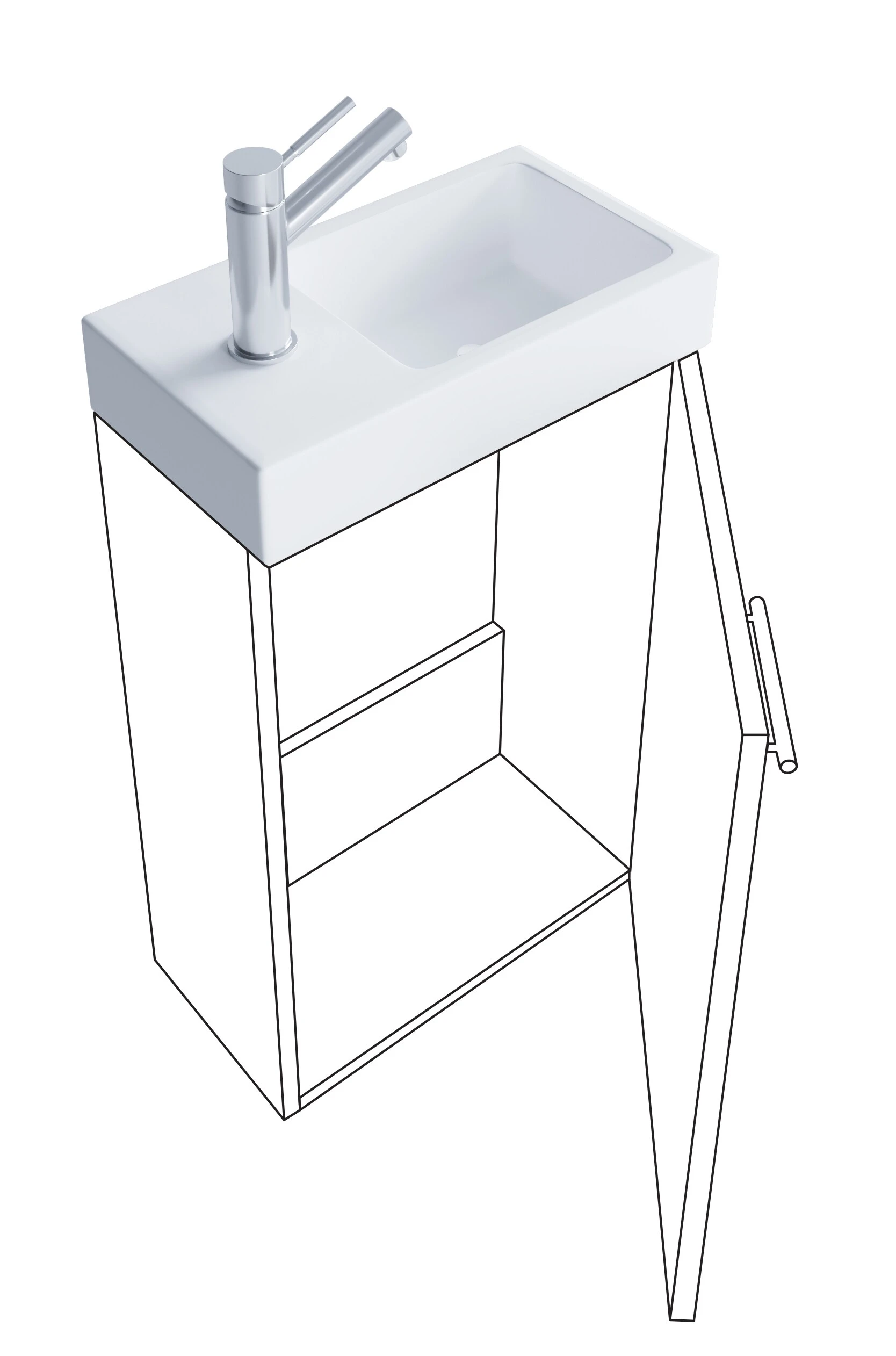 VCM 2-tlg Badmöbel Set Gäste WC Gästebad Waschplatz Waschtisch Klein Schmal Slito – Bild 5