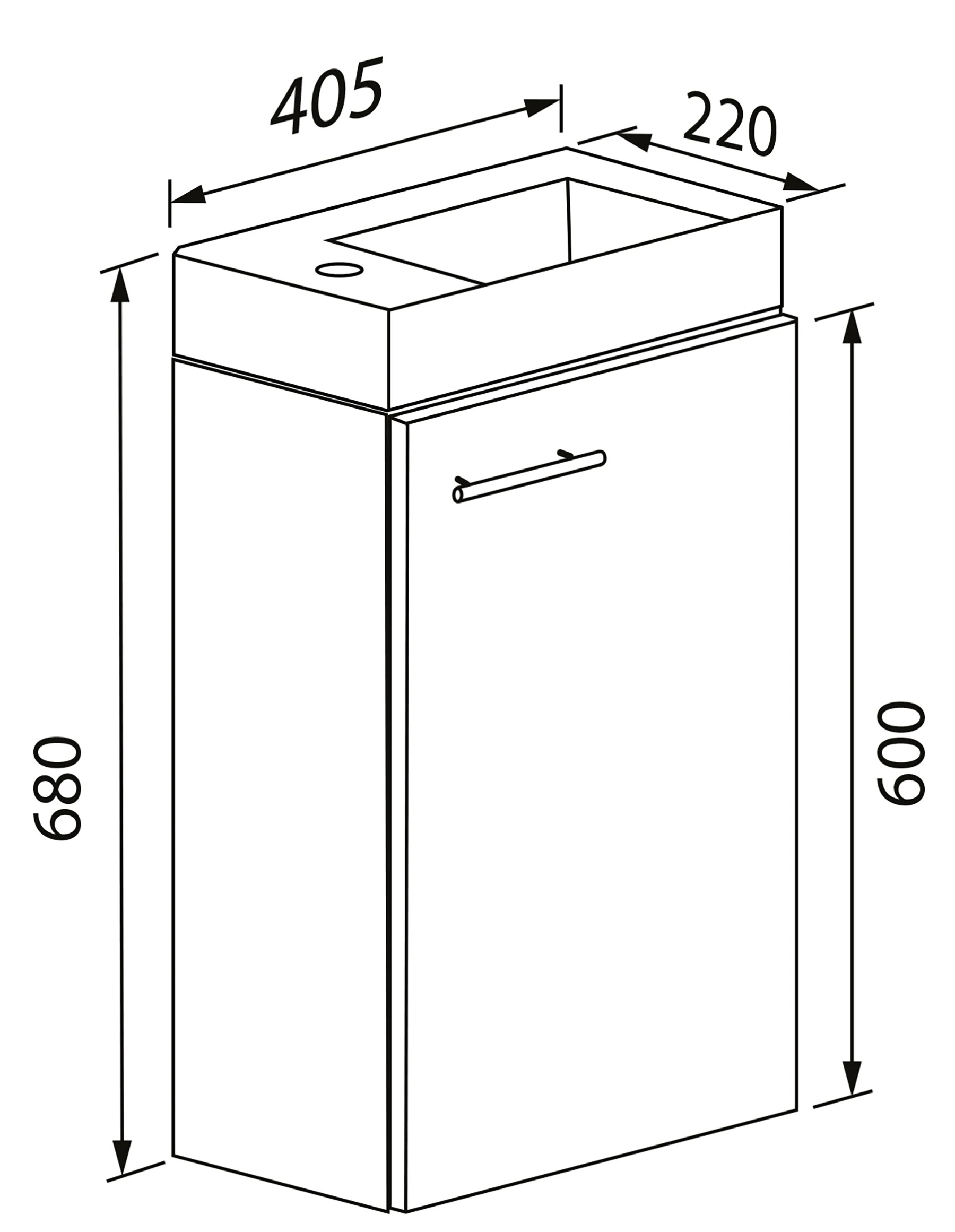 VCM 2-tlg Badmöbel Set Gäste WC Gästebad Waschplatz Waschtisch Klein Schmal Slito – Bild 6