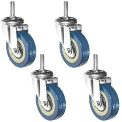 4 Stück 360° Lenkrolle 75mm - M10 Möbelrollen Schwerlastrollen Mit Gewinde