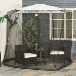 Outsunny Moskitonetz Für Sonnenschirm Schwarz 300 X 230 Cm (ØxH) | Fliegennetz Mückennetz Für Gartenschirm Schutznetz -Kessler-Shop 8600336600 84B 063 prod 004