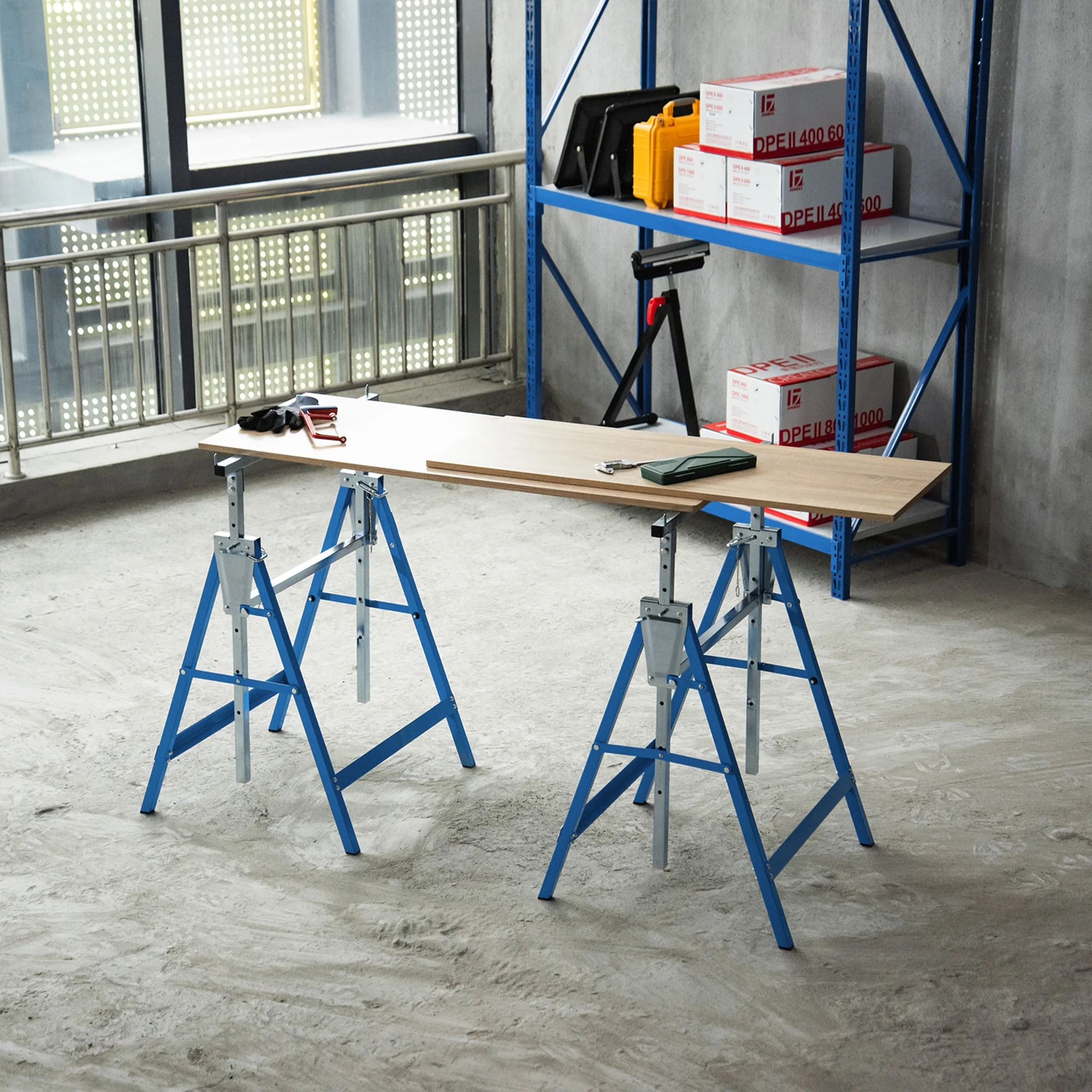 HOMCOM Gerüstbock Im 2er Set 68 X 58 X (80-130) Cm (LxBxH) | Unterstellbock Klappbock Stützbock Paarweise 3 HOMCOM Gerüstbock Im 2er Set 68 X 58 X (80-130) Cm (LxBxH) | Unterstellbock Klappbock Stützbock Paarweise – Bild 3