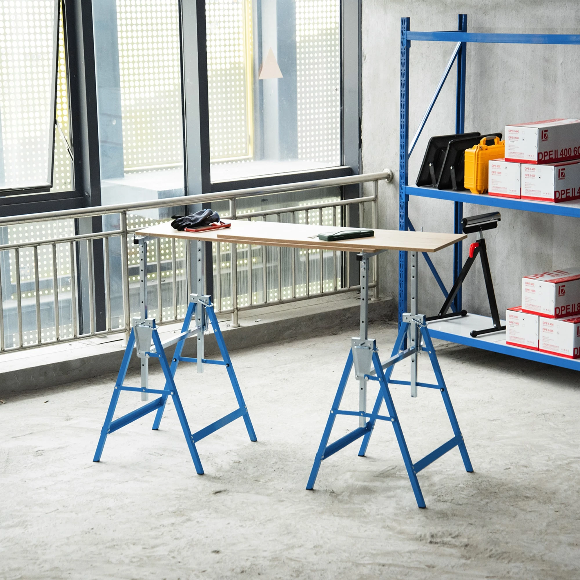HOMCOM Gerüstbock Im 2er Set 68 X 58 X (80-130) Cm (LxBxH) | Unterstellbock Klappbock Stützbock Paarweise 4 HOMCOM Gerüstbock Im 2er Set 68 X 58 X (80-130) Cm (LxBxH) | Unterstellbock Klappbock Stützbock Paarweise – Bild 4