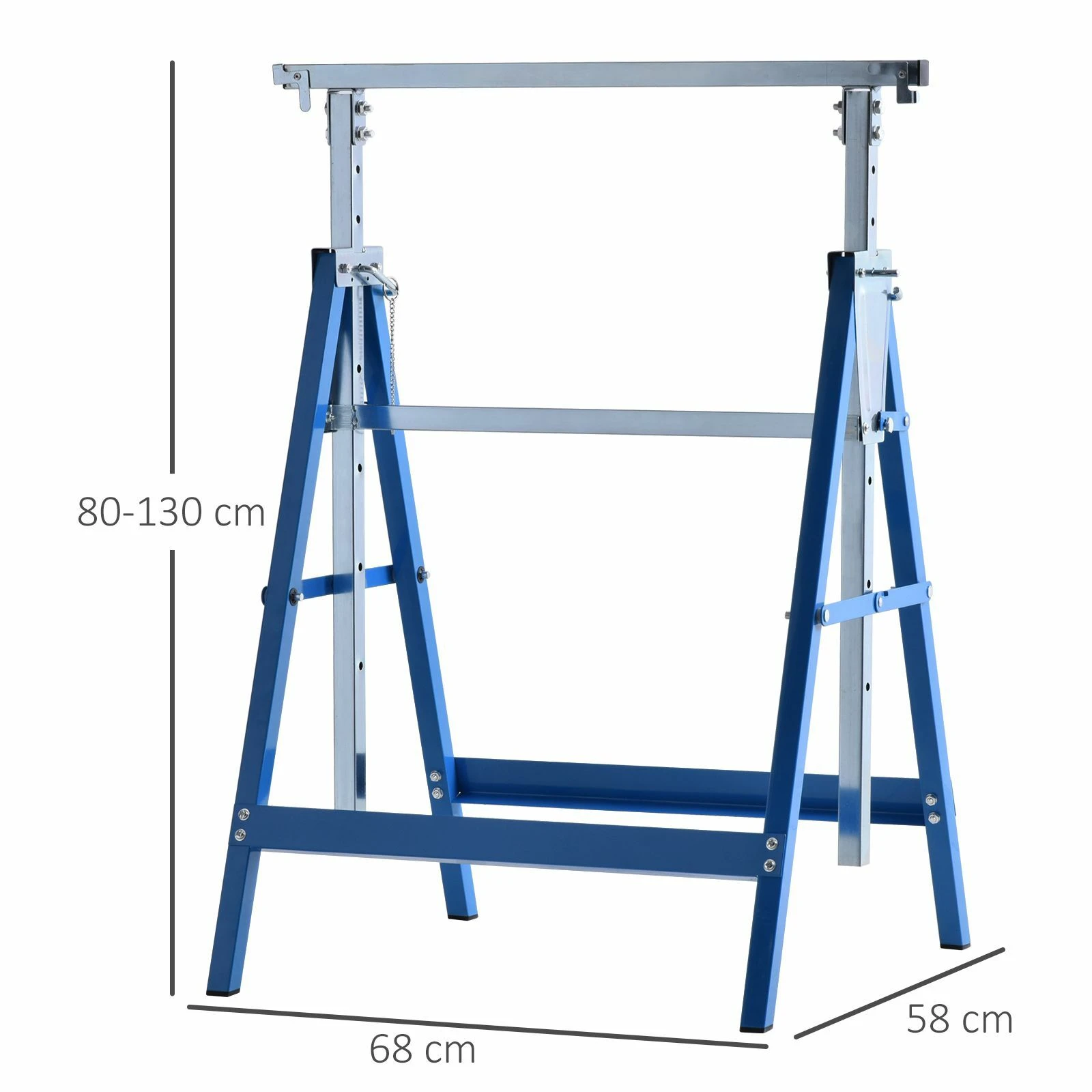 HOMCOM Gerüstbock Im 2er Set 68 X 58 X (80-130) Cm (LxBxH) | Unterstellbock Klappbock Stützbock Paarweise 5 HOMCOM Gerüstbock Im 2er Set 68 X 58 X (80-130) Cm (LxBxH) | Unterstellbock Klappbock Stützbock Paarweise – Bild 5