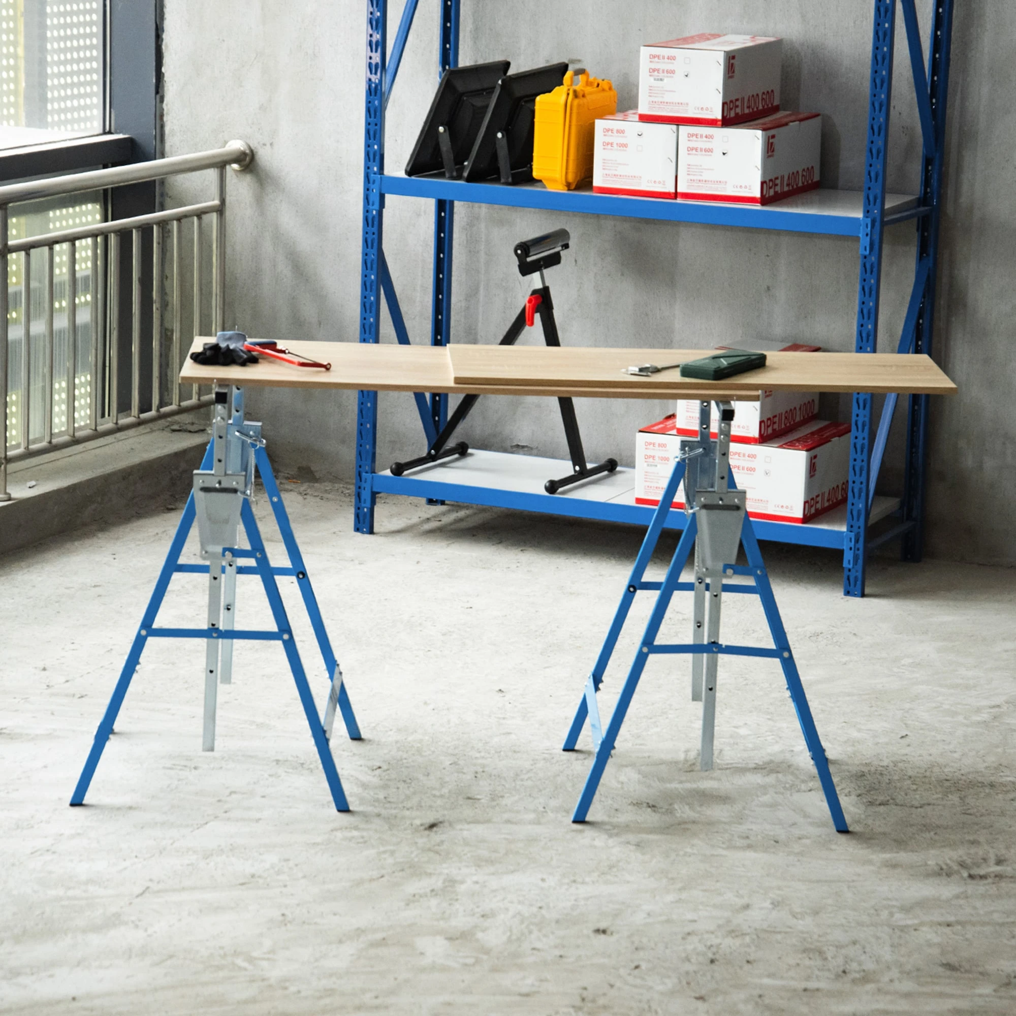 HOMCOM Gerüstbock Im 2er Set 68 X 58 X (80-130) Cm (LxBxH) | Unterstellbock Klappbock Stützbock Paarweise 6 HOMCOM Gerüstbock Im 2er Set 68 X 58 X (80-130) Cm (LxBxH) | Unterstellbock Klappbock Stützbock Paarweise – Bild 6