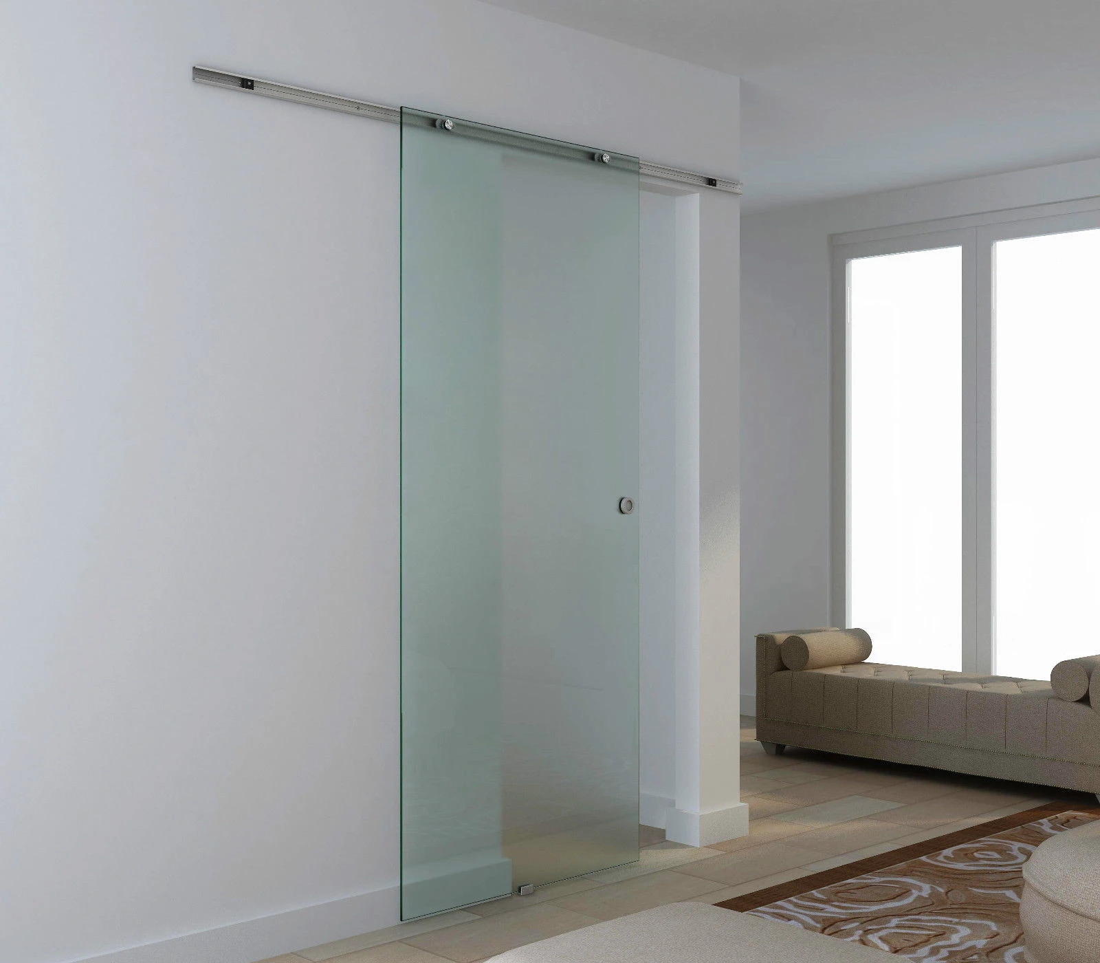 HOMCOM Glasschiebetür Transparent | Zimmertür Teilsatiniert Schiebetür Glastür Tür – Bild 4