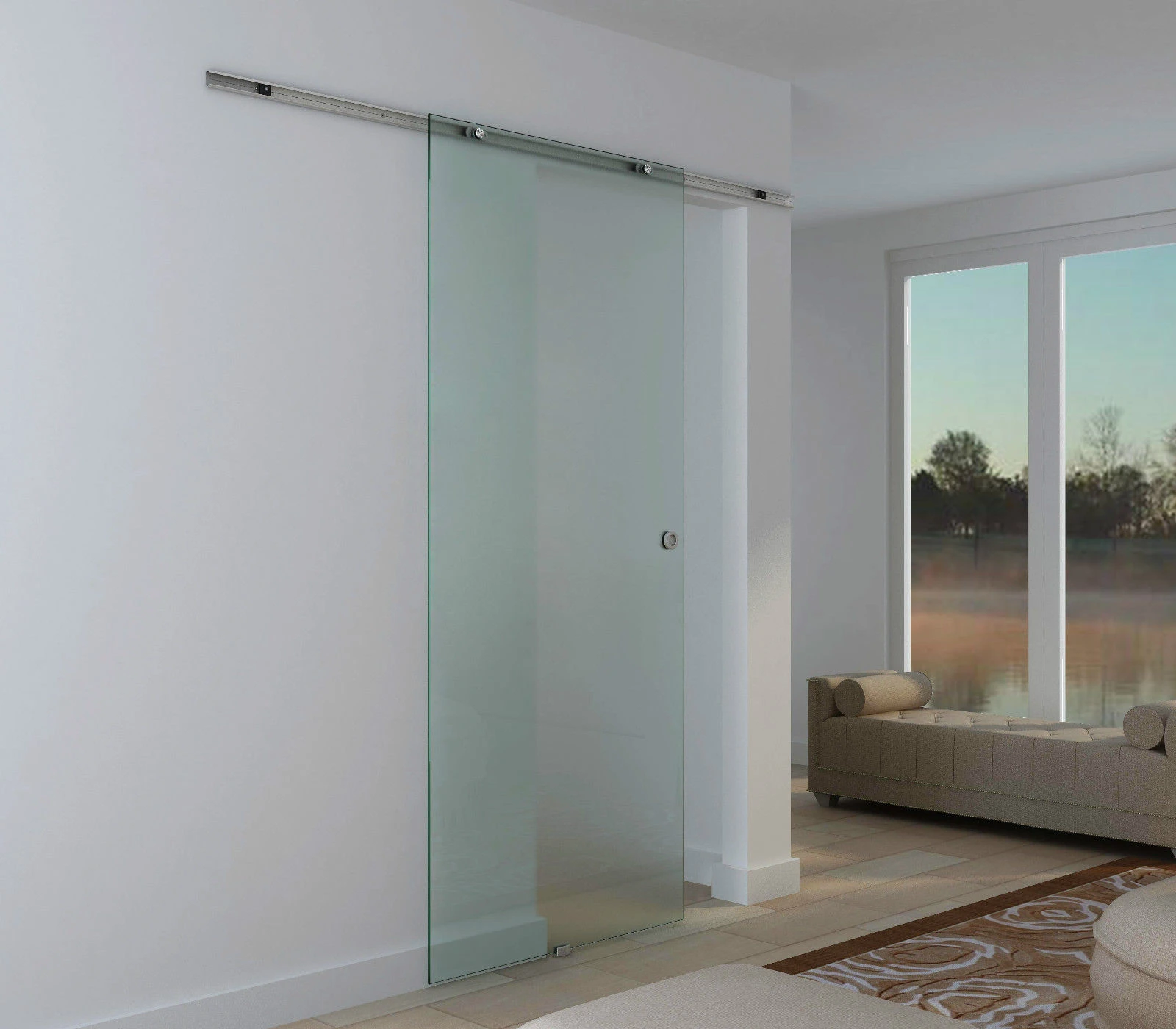 HOMCOM Glasschiebetür Transparent | Zimmertür Teilsatiniert Schiebetür Glastür Tür – Bild 6