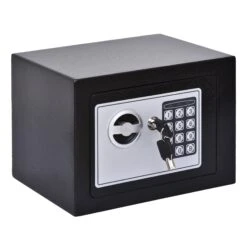HOMCOM Möbeltresor Mit PIN-Code Und Schlüssel Schwarz 23 X 17 X 17 Cm (BxTxH) | Safe Tresor Mit Zahlencode Geldschrank Stahlschrank