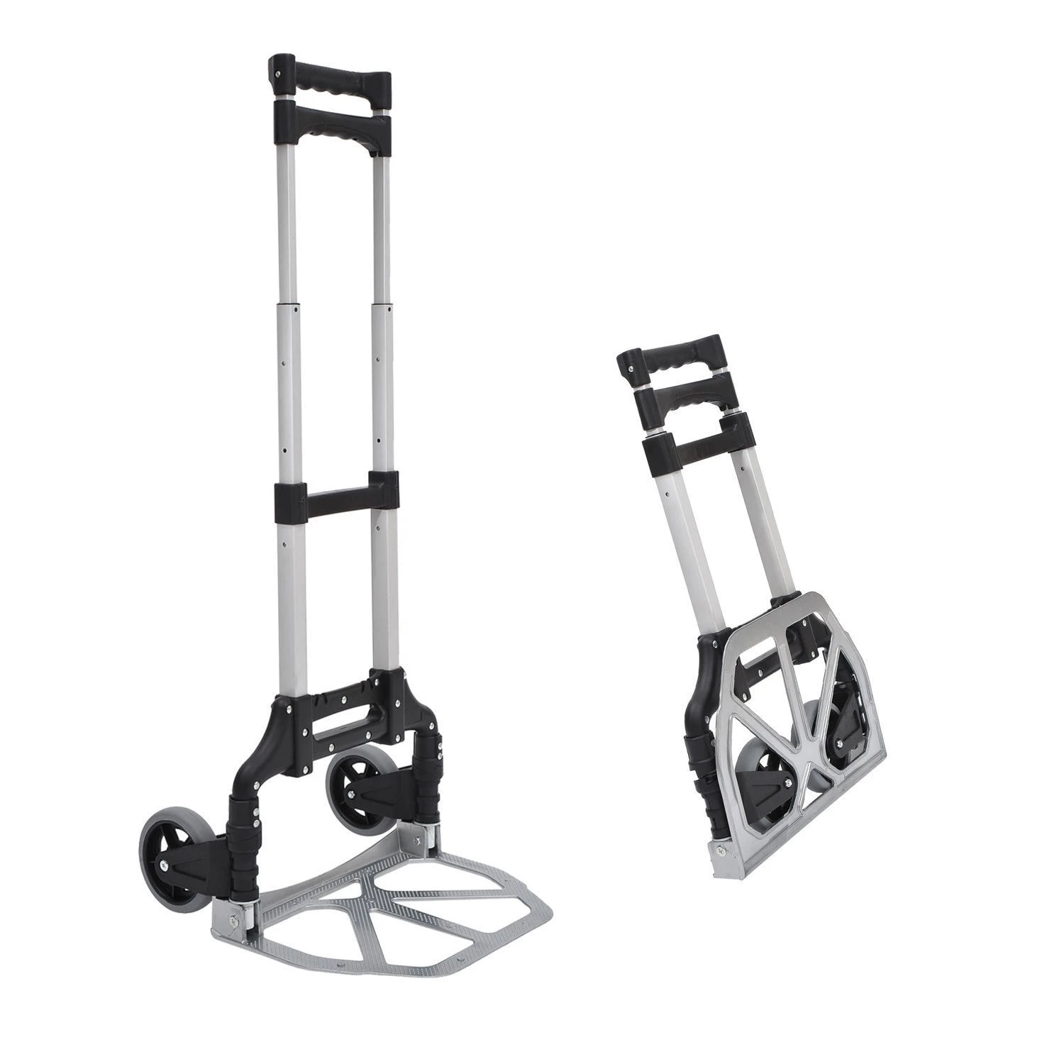 HOMCOM Transportkarre Klappbar Schwarz, Weiß, Silber Grau 41 X 38,5 X 100 Cm (LxBxH) | Sackkarre Handkarre Stapelkarre Alu-Transportkarre 2 HOMCOM Transportkarre Klappbar Schwarz, Weiß, Silber Grau 41 X 38,5 X 100 Cm (LxBxH) | Sackkarre Handkarre Stapelkarre Alu-Transportkarre – Bild 2