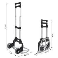HOMCOM Transportkarre Klappbar Schwarz, Weiß, Silber Grau 41 X 38,5 X 100 Cm (LxBxH) | Sackkarre Handkarre Stapelkarre Alu-Transportkarre 10 HOMCOM Transportkarre Klappbar Schwarz, Weiß, Silber Grau 41 X 38,5 X 100 Cm (LxBxH) | Sackkarre Handkarre Stapelkarre Alu-Transportkarre -Kessler-Shop 8600336600 E7 0006 prod 005
