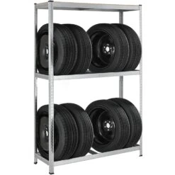 Juskys Metall Reifenregal Drive 8 Reifen Max. 600 Kg - Reifenständer 180 X 117 X 40 Cm