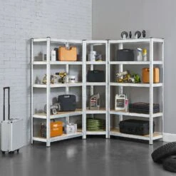 Juskys 3er Metall Regalsystem | 1 Eckregal & 2 Lagerregale | 15 Böden Aus MDF Holz | 2625 Kg