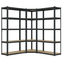 Juskys 3er Metall Regalsystem | 1 Eckregal & 2 Lagerregale | 15 Böden Aus MDF Holz | 2625 Kg Grau