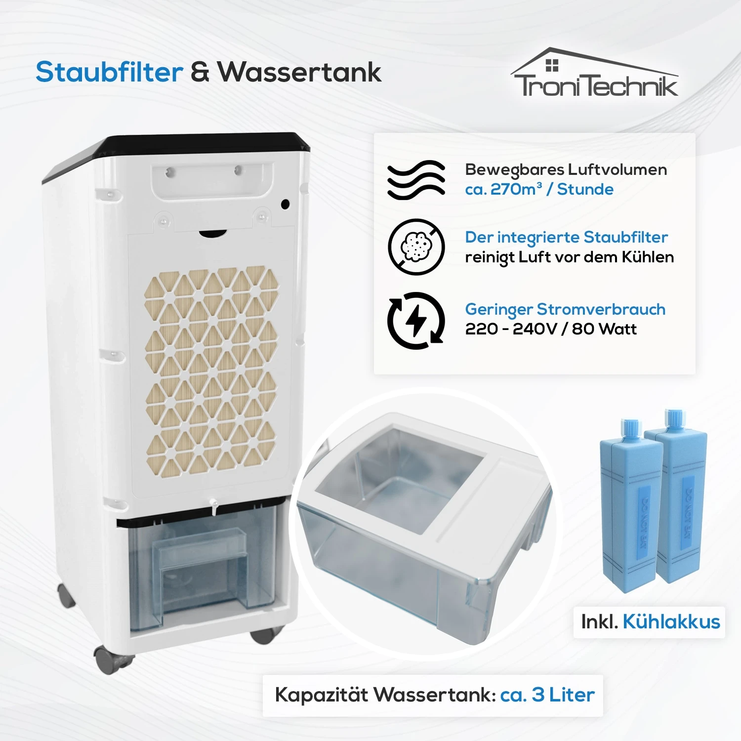 TroniTechnik Mobiles Klimagerät 4in1 Klimaanlage Luftkühler LK03 Ventilator, Inkl. Fernbedienung Und Filter 5 TroniTechnik Mobiles Klimagerät 4in1 Klimaanlage Luftkühler LK03 Ventilator, Inkl. Fernbedienung Und Filter – Bild 5
