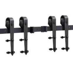 Yaheetech Schiebetürsystem Laufschiene Schiebetüren Komplettset Schiebetürbeschlag 2 Türen Mit Abstandshalter Montage-Set 396 Cm (13ft)