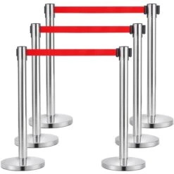 Yaheetech 6 X Personenleitsystem Mit 2m Gurtband, Abgrenzungsständer Absperrständer, Absperrpfosten Gurtpfosten Absperrung