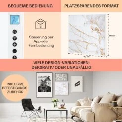 Wonderwall Air Art Smart Infrarotheizung 60x60cm 350W Wandinstallation App-Steuerung Marmor I -Kessler-Shop 8600359300 12791 prod 006