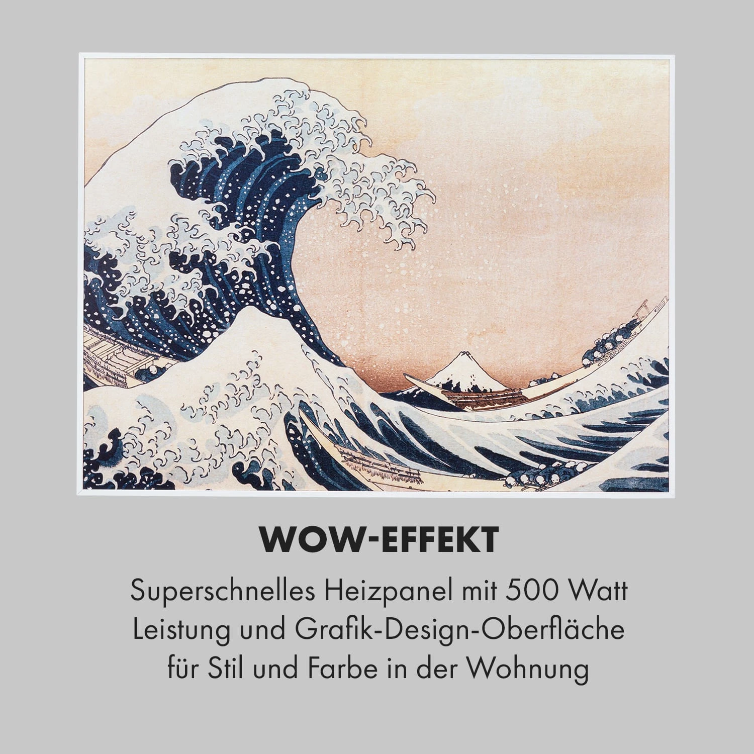 Wonderwall Air Art Smart Infrarotheizung 80x60cm 500W Wandmontage Welle – Bild 5