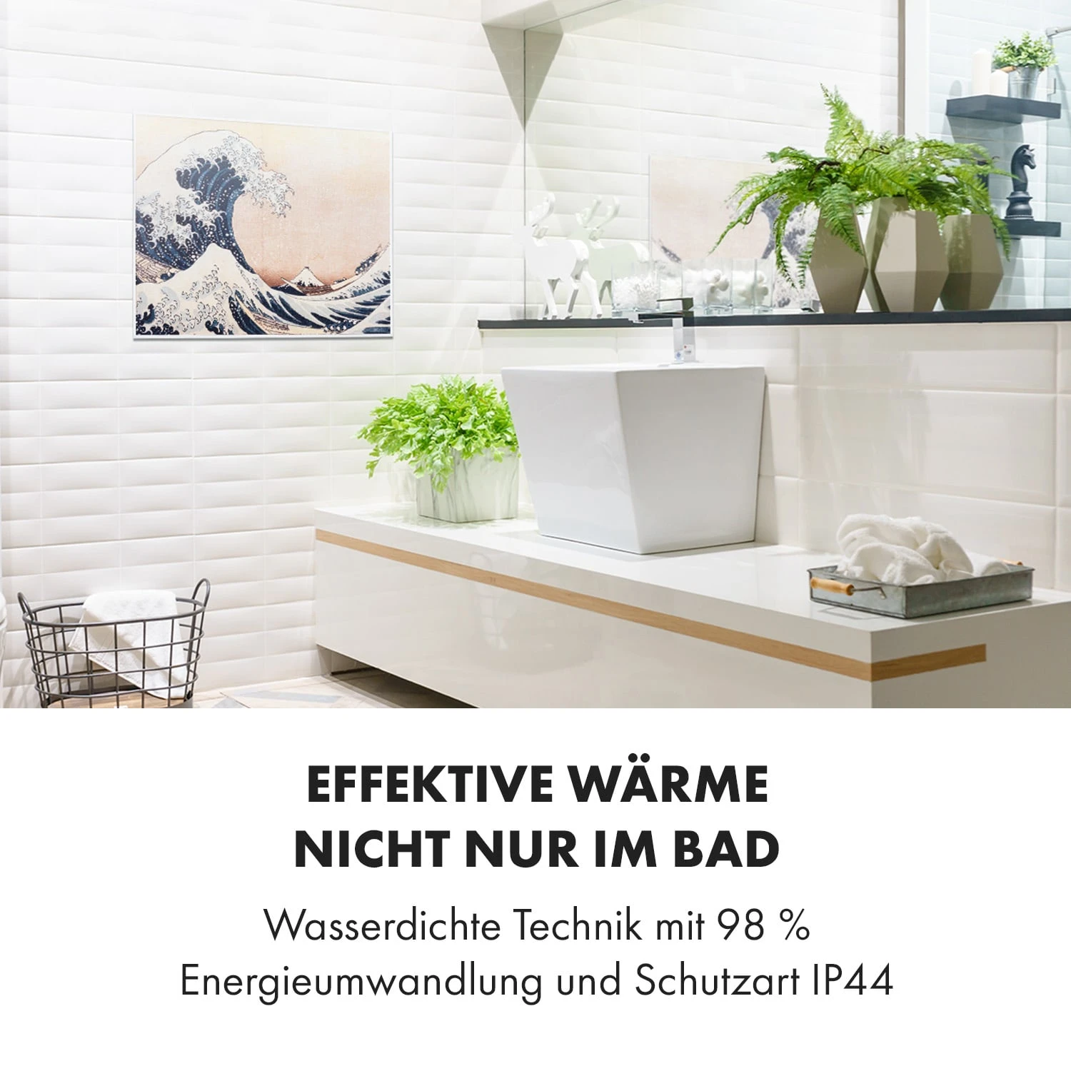 Wonderwall Air Art Smart Infrarotheizung 80x60cm 500W Wandmontage Welle – Bild 6