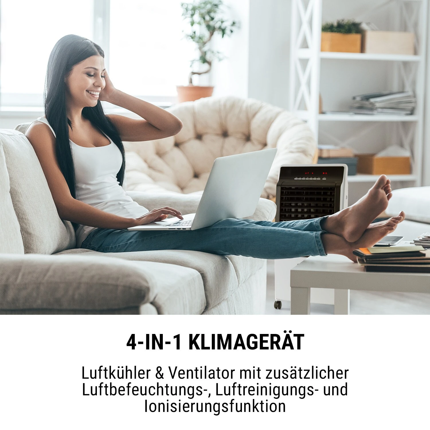 CTR-1 4-in-1 Luftkühler Ventilator Luftbefeuchter Luftreiniger 360 M³/h | 65 Watt | 7 Liter | 3 Geschwindigkeiten | Oszillation | Ionisator | Fernbedienung | Mobil – Bild 3