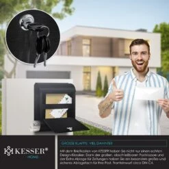 KESSER® XXL Briefkasten Edelstahl Mit Zeitungsfach , Gebürstet , 3x Schlüssel Abschließbar , Pulverbeschichtet , Wandmontage , Groß Front-Einwurf: DIN C4 = DIN A4 , Inkl. Montagematerial 9 KESSER® XXL Briefkasten Edelstahl Mit Zeitungsfach , Gebürstet , 3x Schlüssel Abschließbar , Pulverbeschichtet , Wandmontage , Groß Front-Einwurf: DIN C4 = DIN A4 , Inkl. Montagematerial -Kessler-Shop 8600364700 20023 prod 004