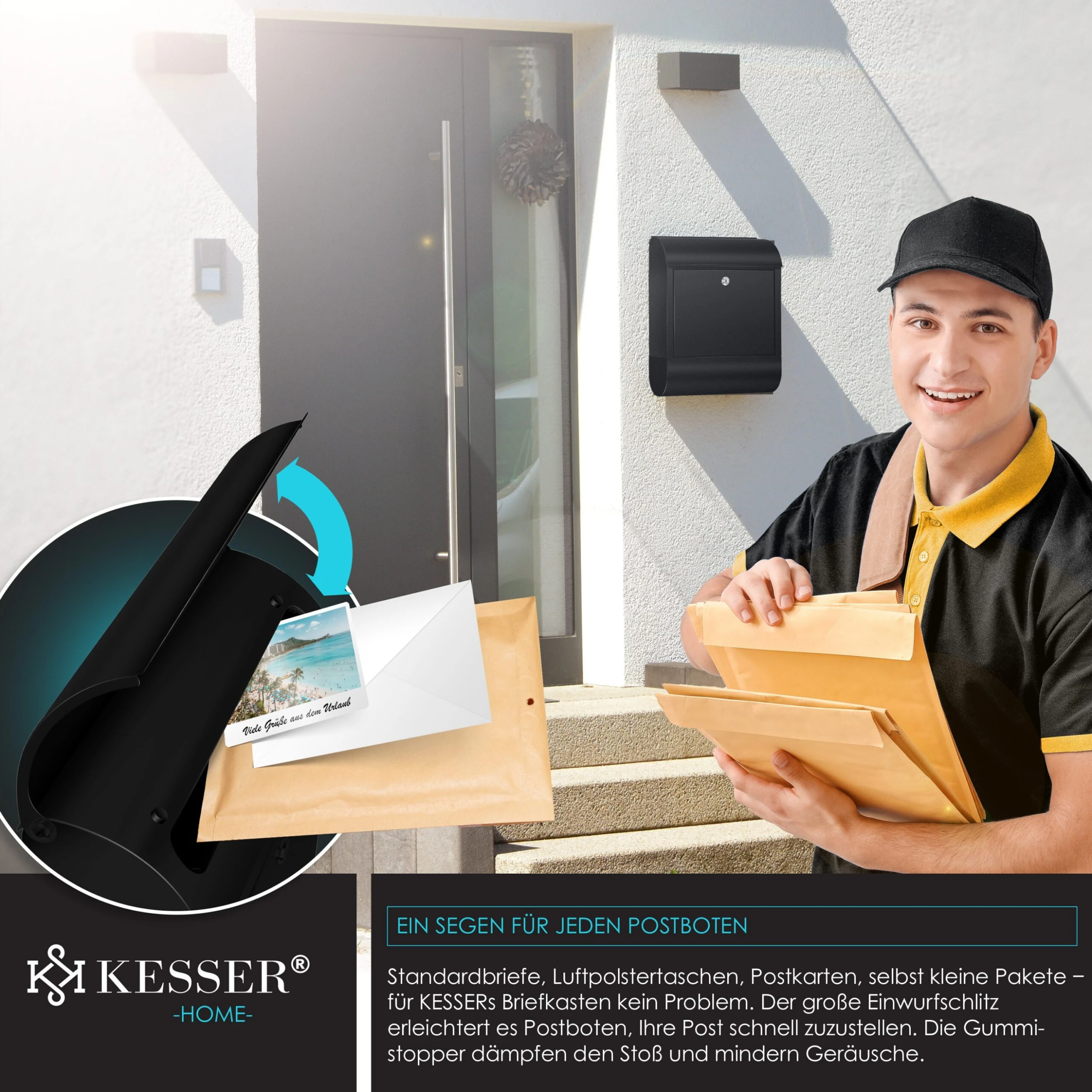 KESSER® XXL Briefkasten Edelstahl Mit Zeitungsfach , Gebürstet , 3x Schlüssel Abschließbar , Pulverbeschichtet , Wandmontage , Groß Front-Einwurf: DIN C4 = DIN A4 , Inkl. Montagematerial 6 KESSER® XXL Briefkasten Edelstahl Mit Zeitungsfach , Gebürstet , 3x Schlüssel Abschließbar , Pulverbeschichtet , Wandmontage , Groß Front-Einwurf: DIN C4 = DIN A4 , Inkl. Montagematerial – Bild 6