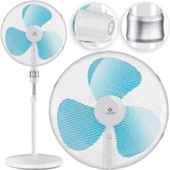 KESSER® - Standventilator 50W Standlüfter - Oszillationsfunktion 80 Grad - Standfuß Höhenverstellbar Ventilator 104 - 122cm - Hoher Luftdurchsatz - 3 Geschwindigkeitsstufen - Leise