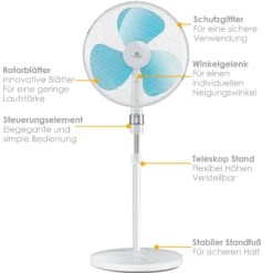 Alternative view of KESSER® - Standventilator 50W Standlüfter - Oszillationsfunktion 80 Grad - Standfuß Höhenverstellbar Ventilator 104 - 122cm - Hoher Luftdurchsatz - 3 Geschwindigkeitsstufen - Leise