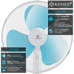 KESSER® - Standventilator 50W Standlüfter - Oszillationsfunktion 80 Grad - Standfuß Höhenverstellbar Ventilator 104 - 122cm - Hoher Luftdurchsatz - 3 Geschwindigkeitsstufen - Leise -Kessler-Shop 8600364700 20139 prod 003