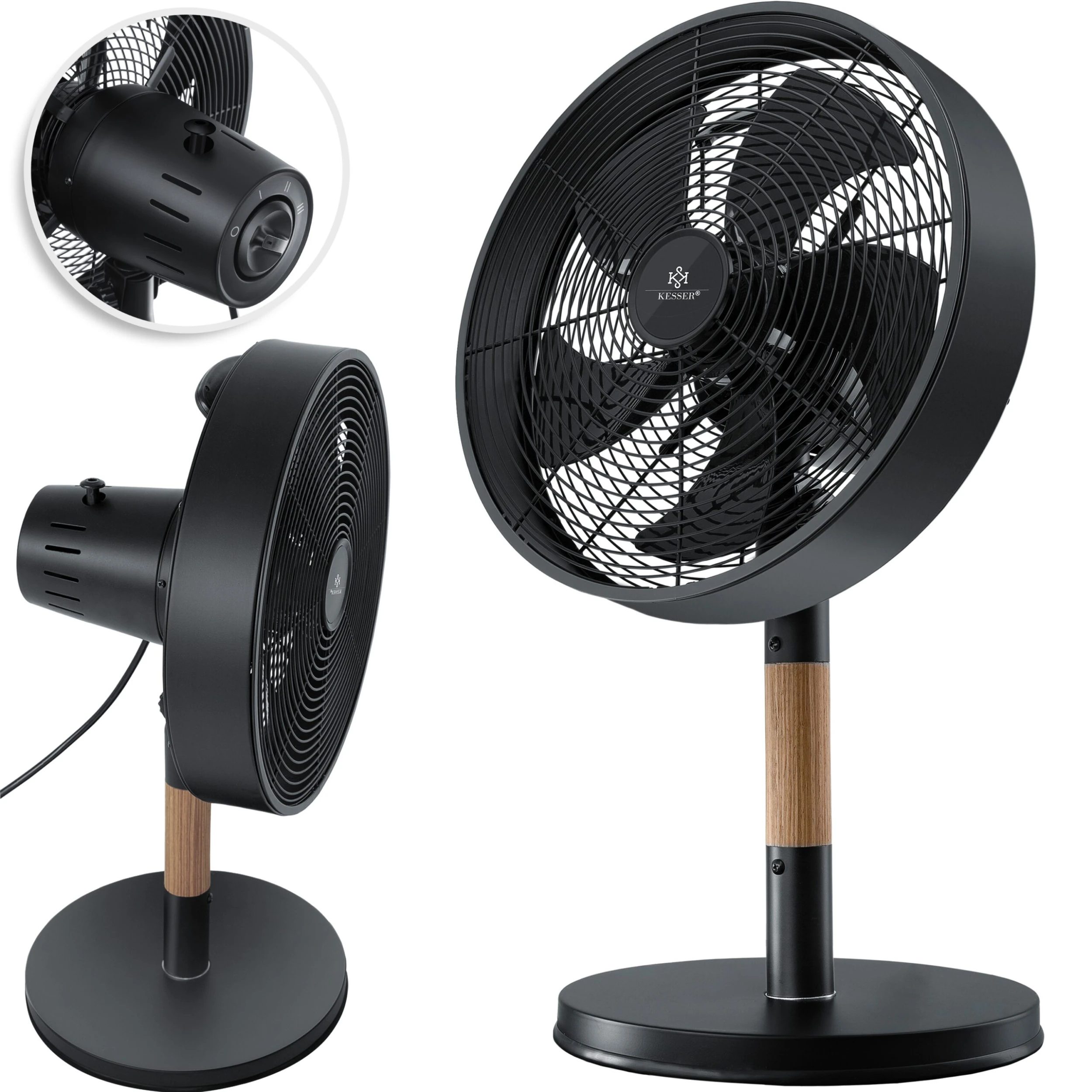 KESSER® – Tischventilator Metall - Holz Leise Mit 3 Geschwindigkeitsstufen - 80° Oszillation - Neigungswinkel 25° - Modernes Design | Mittelsäule Aus Holz 1 KESSER® – Tischventilator Metall - Holz Leise Mit 3 Geschwindigkeitsstufen - 80° Oszillation - Neigungswinkel 25° - Modernes Design | Mittelsäule Aus Holz
