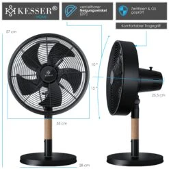 KESSER® – Tischventilator Metall - Holz Leise Mit 3 Geschwindigkeitsstufen - 80° Oszillation - Neigungswinkel 25° - Modernes Design | Mittelsäule Aus Holz 9 KESSER® – Tischventilator Metall - Holz Leise Mit 3 Geschwindigkeitsstufen - 80° Oszillation - Neigungswinkel 25° - Modernes Design | Mittelsäule Aus Holz -Kessler-Shop 8600364700 20172 prod 004