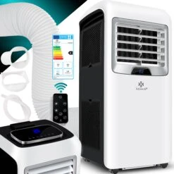 KESSER® – Klimaanlage Mobiles Klimagerät 4in1 Kühlen, Luftentfeuchter, Lüften, Ventilator - 12.000 BTU/h (3.500 Watt) 3,5 KW - Klima Mit Montagematerial, Fernbedienung Und Timer, Nachtmodus (EEK: A)