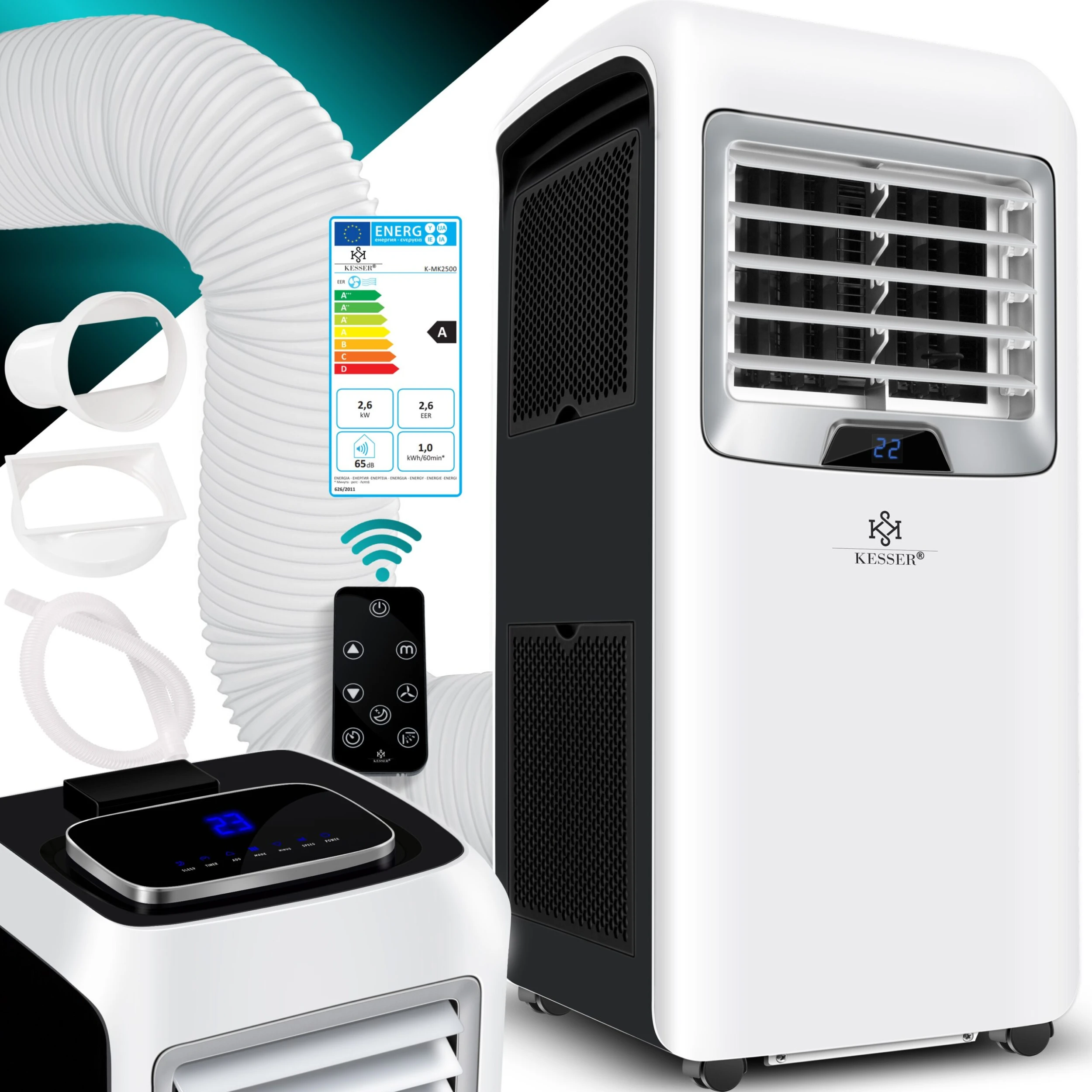 KESSER® – Klimaanlage Mobiles Klimagerät 4in1 Kühlen, Luftentfeuchter, Lüften, Ventilator - 12.000 BTU/h (3.500 Watt) 3,5 KW - Klima Mit Montagematerial, Fernbedienung Und Timer, Nachtmodus (EEK: A) 1 KESSER® – Klimaanlage Mobiles Klimagerät 4in1 Kühlen, Luftentfeuchter, Lüften, Ventilator - 12.000 BTU/h (3.500 Watt) 3,5 KW - Klima Mit Montagematerial, Fernbedienung Und Timer, Nachtmodus (EEK: A)