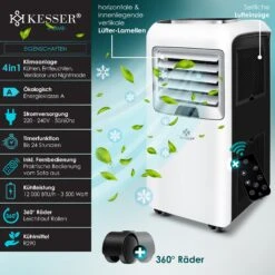 Alternative view of KESSER® – Klimaanlage Mobiles Klimagerät 4in1 Kühlen, Luftentfeuchter, Lüften, Ventilator - 12.000 BTU/h (3.500 Watt) 3,5 KW - Klima Mit Montagematerial, Fernbedienung Und Timer, Nachtmodus (EEK: A)