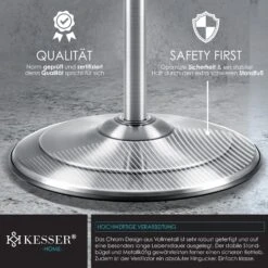 KESSER® Standventilator Metall 40 Cm | Oszillation 80 Grad | Chrom-Design | Höhenverstellbarer Standfuß | 3 Geschwindigkeiten | 30 Grad Neigbar | Ventilator Standlüfter | Ventilator | -Kessler-Shop 8600364700 20457 prod 004