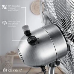 KESSER® Standventilator Metall 40 Cm | Oszillation 80 Grad | Chrom-Design | Höhenverstellbarer Standfuß | 3 Geschwindigkeiten | 30 Grad Neigbar | Ventilator Standlüfter | Ventilator | -Kessler-Shop 8600364700 20457 prod 005