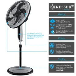 KESSER® 3in1 Standventilator Tischventilator Wandventilator Mit App Wifi , Fernbedienung | Timer | Leise Oszillation 80 Grad | Ventilator | 4 Geschwindigkeiten Inkl. Wandhalterung 8 KESSER® 3in1 Standventilator Tischventilator Wandventilator Mit App Wifi , Fernbedienung | Timer | Leise Oszillation 80 Grad | Ventilator | 4 Geschwindigkeiten Inkl. Wandhalterung -Kessler-Shop 8600364700 20780 prod 003