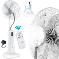 KESSER® Stand-Ventilator Frosty Mit Wasser Ultraschall-Sprühnebel Wasserkühlung , Inkl. Fernbedienung Timer-Funktion , Luftbefeuchter Leise , Nebelfunktion , Raumbefeuchter , Standventilator