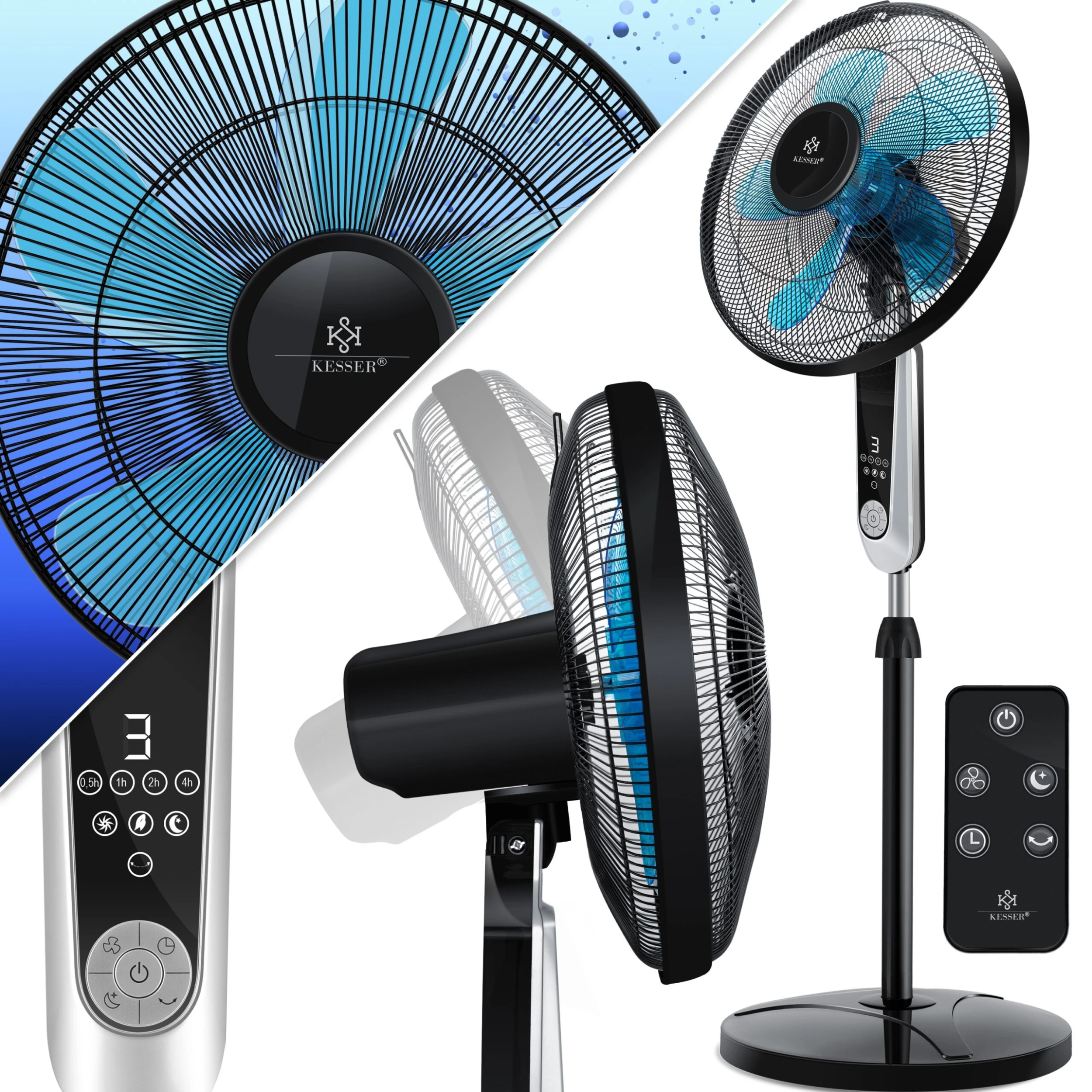 KESSER® - Standventilator Mit Fernbedienung Und Display Led - Timer | 24 Geschwindigkeiten | Leise Oszillation 80 Grad - 60 Watt - Ventilator Höhenverstellbarer 115 - 134 Cm - Kopf 35 Grad Neigbar 1 KESSER® - Standventilator Mit Fernbedienung Und Display Led - Timer | 24 Geschwindigkeiten | Leise Oszillation 80 Grad - 60 Watt - Ventilator Höhenverstellbarer 115 - 134 Cm - Kopf 35 Grad Neigbar