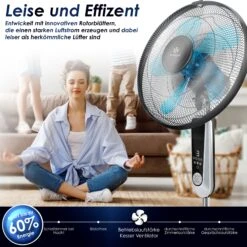 KESSER® - Standventilator Mit Fernbedienung Und Display Led - Timer | 24 Geschwindigkeiten | Leise Oszillation 80 Grad - 60 Watt - Ventilator Höhenverstellbarer 115 - 134 Cm - Kopf 35 Grad Neigbar 8 KESSER® - Standventilator Mit Fernbedienung Und Display Led - Timer | 24 Geschwindigkeiten | Leise Oszillation 80 Grad - 60 Watt - Ventilator Höhenverstellbarer 115 - 134 Cm - Kopf 35 Grad Neigbar -Kessler-Shop 8600364700 20978 prod 003